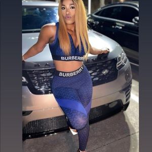 Burberry TB Monogram Print top in deep royal blue